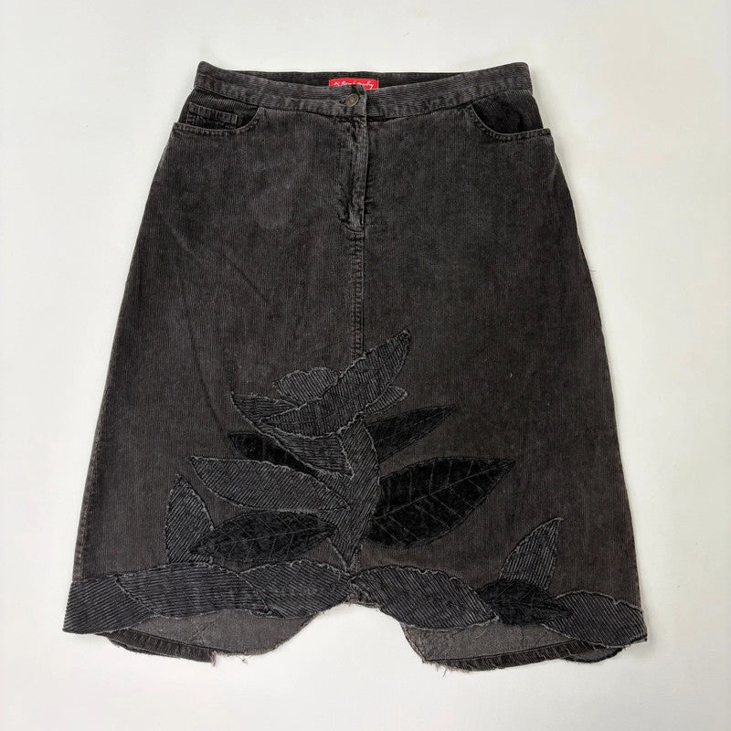 Rene Derhy dark grey cord midi skirt