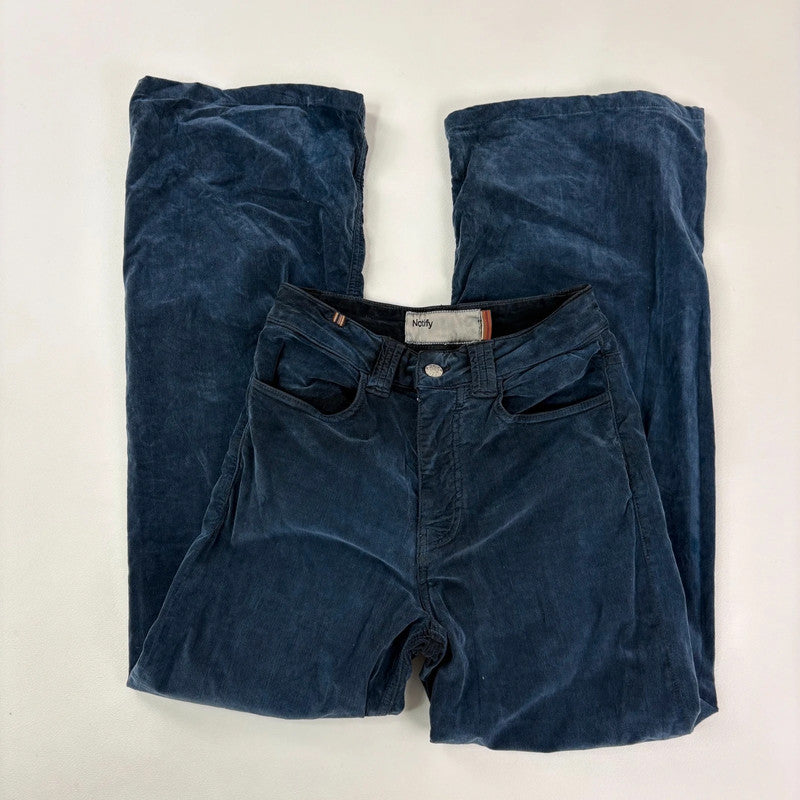 navy blue velvet flared trousers