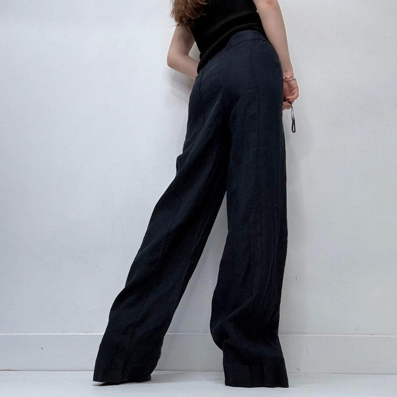 navy linen wide leg COS trousers