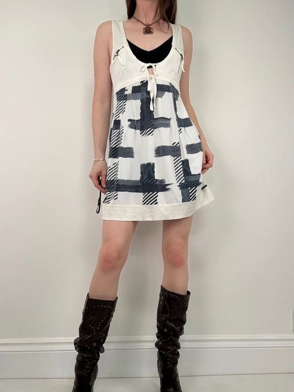 Marithé + François Girbaud graphic checked mini dress