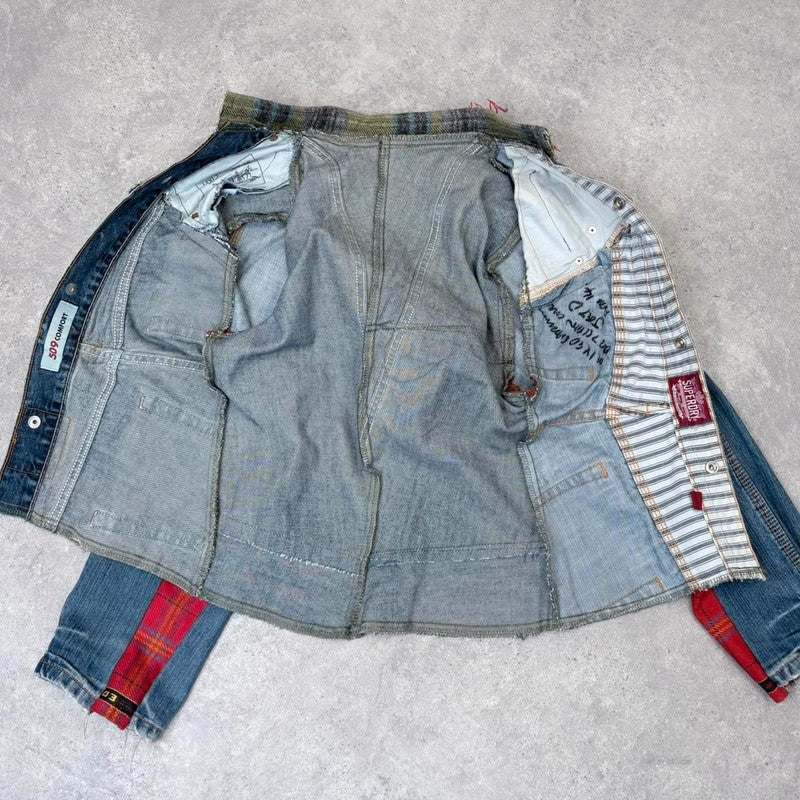 deconstructed flared jean handmade jacket