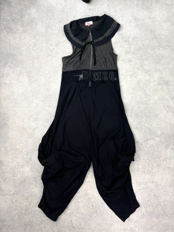 black grunge capri jumpsuit all in one