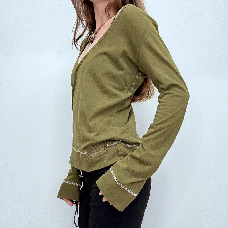 green slouchy off the shoulder t-shirt