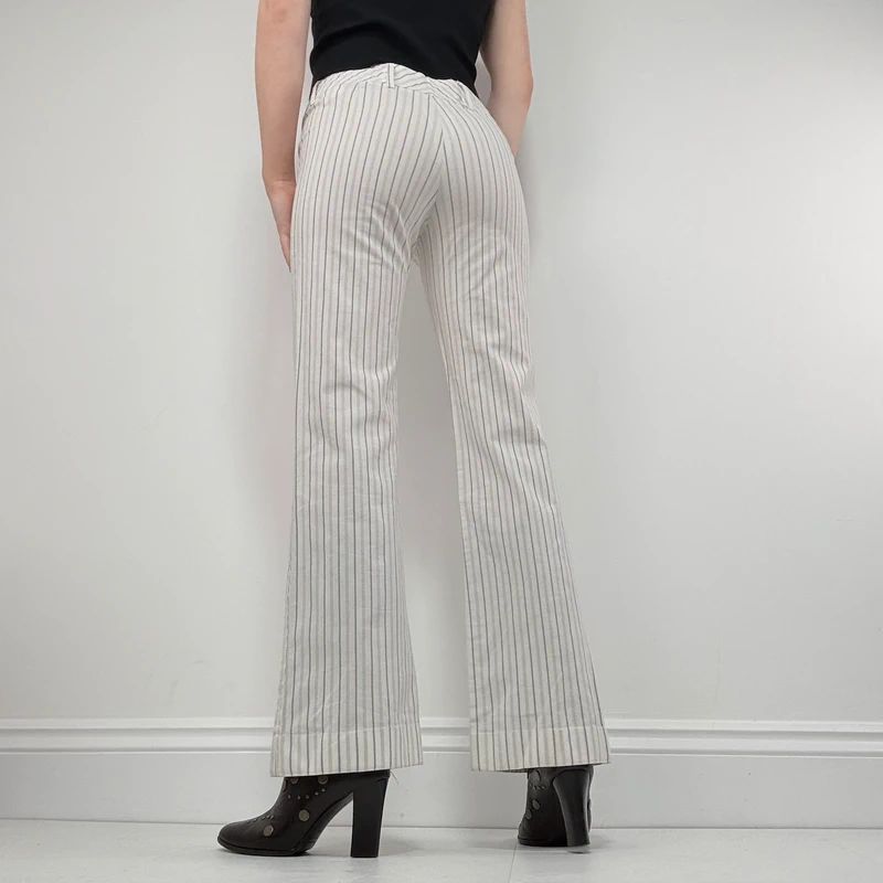 white pinstripe stright leg trousers