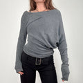 asymmetric grey batwing jumper