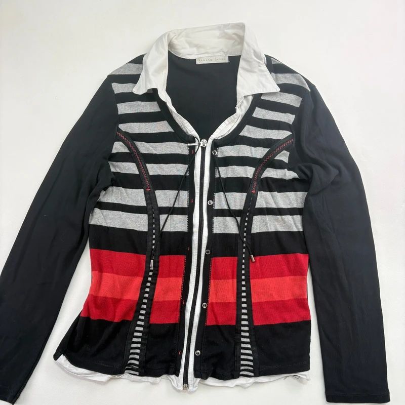 Pinstripe fitted Zip through Cardigan