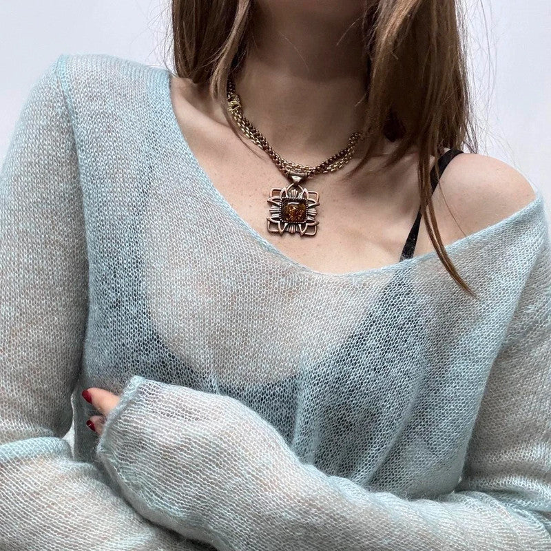 sheer knit mohair slouchy jumper