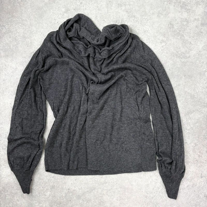 grey slouchy knit off-the-shoulder jumper, wool and silk blend