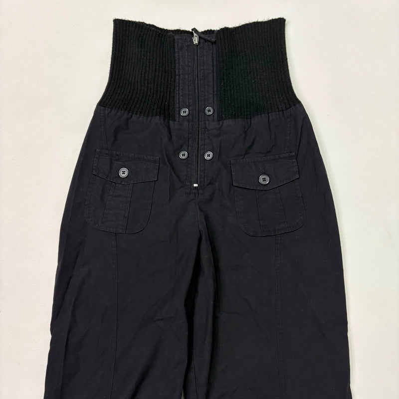 black corset waist puff trousers