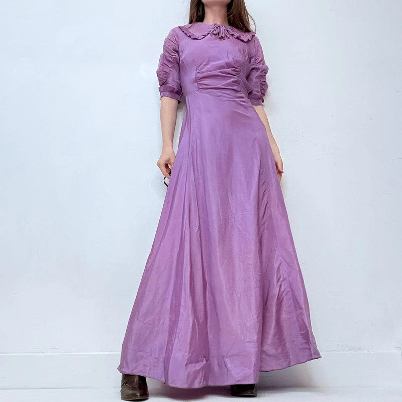 purple antique maxi ruched dress