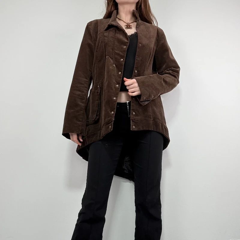 asymmetric brown cord Napoleon jacket