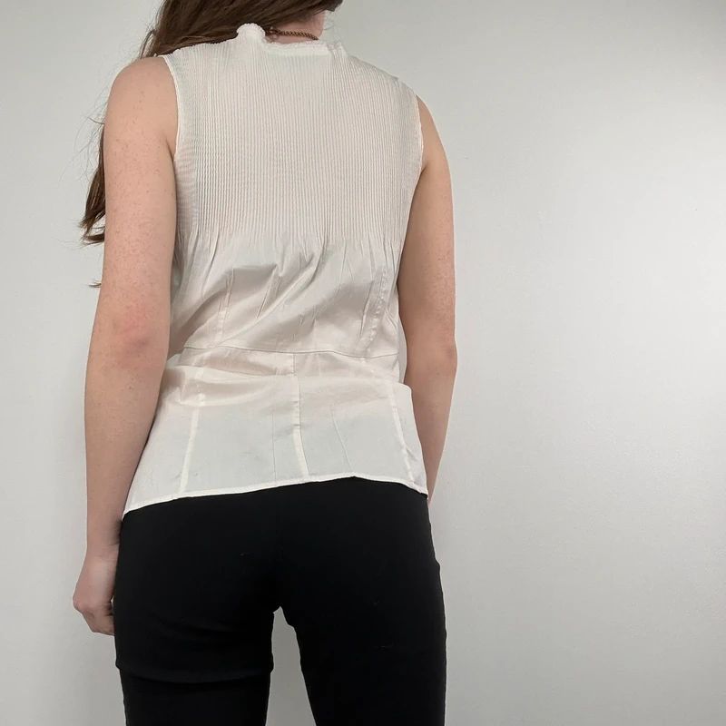 white cotton pleated blouse