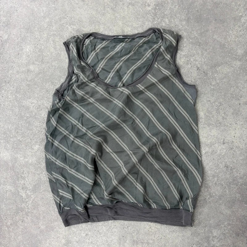 pinstripe silk slouchy grey vest top