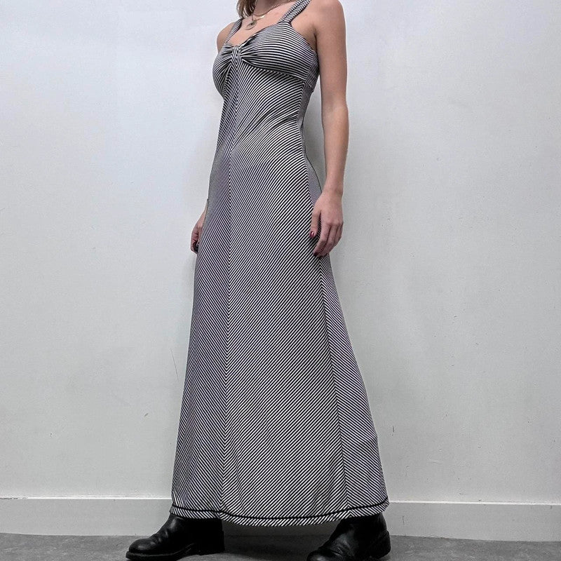 pinstripe maxi jersey dress
