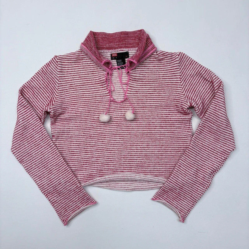 pink flared cropped knit diesel jumper