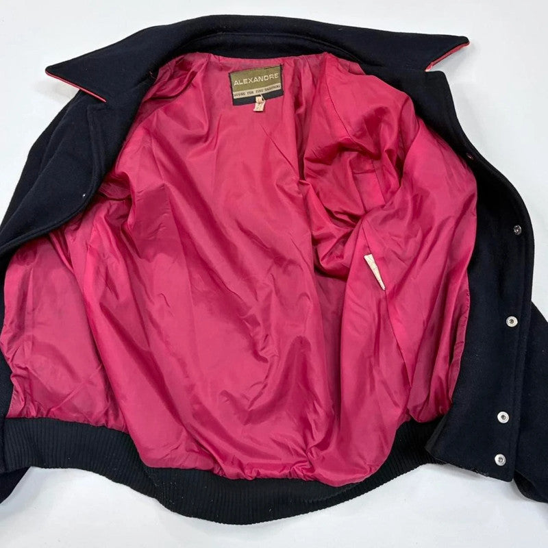navy wool slouchy bomber jacket