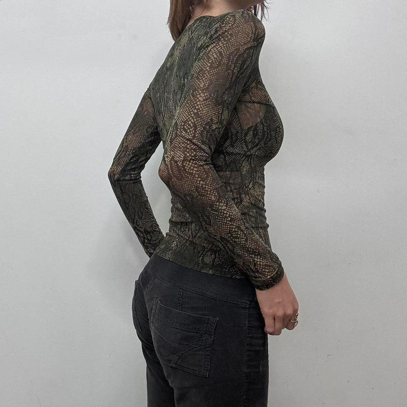 sheer grunge mesh snake tshirt