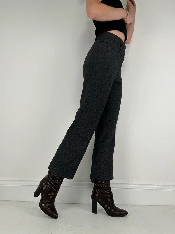 Grey thick waistband flared trousers