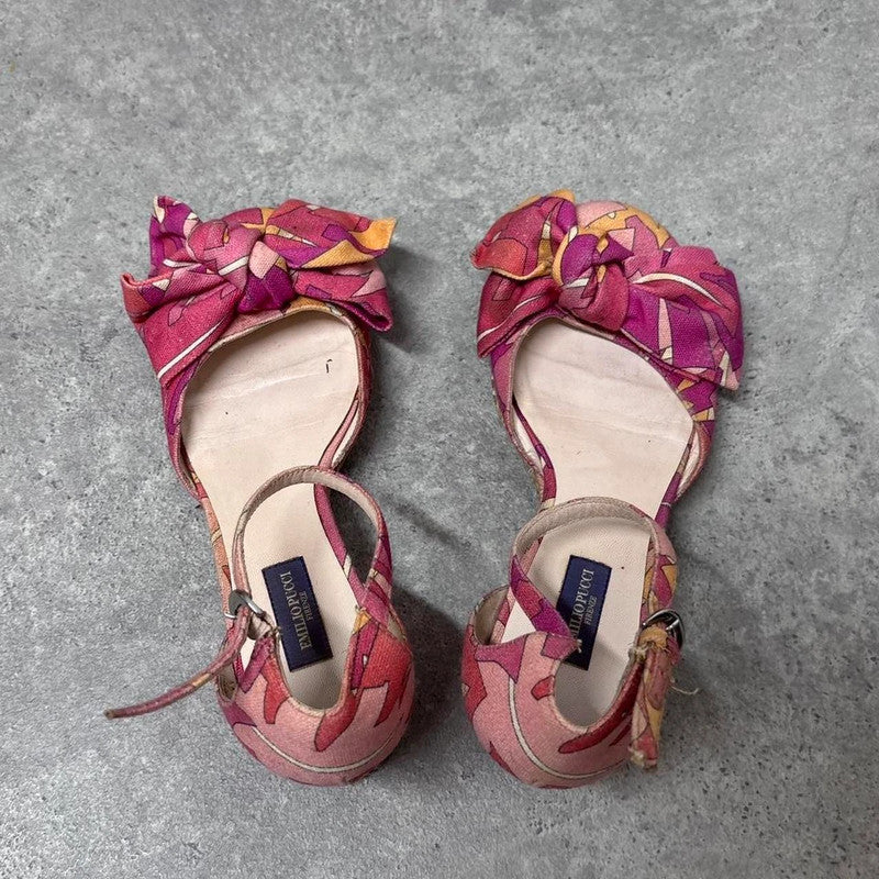Pucci bow wedge heels