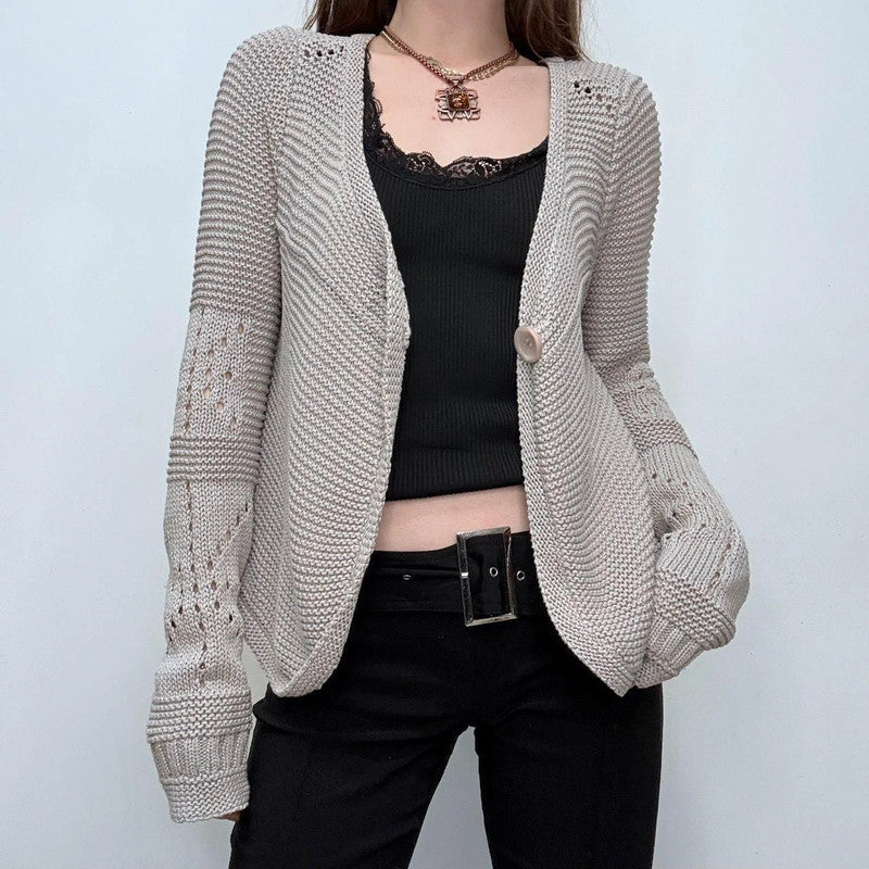 slouchy grey minimalist cardigan