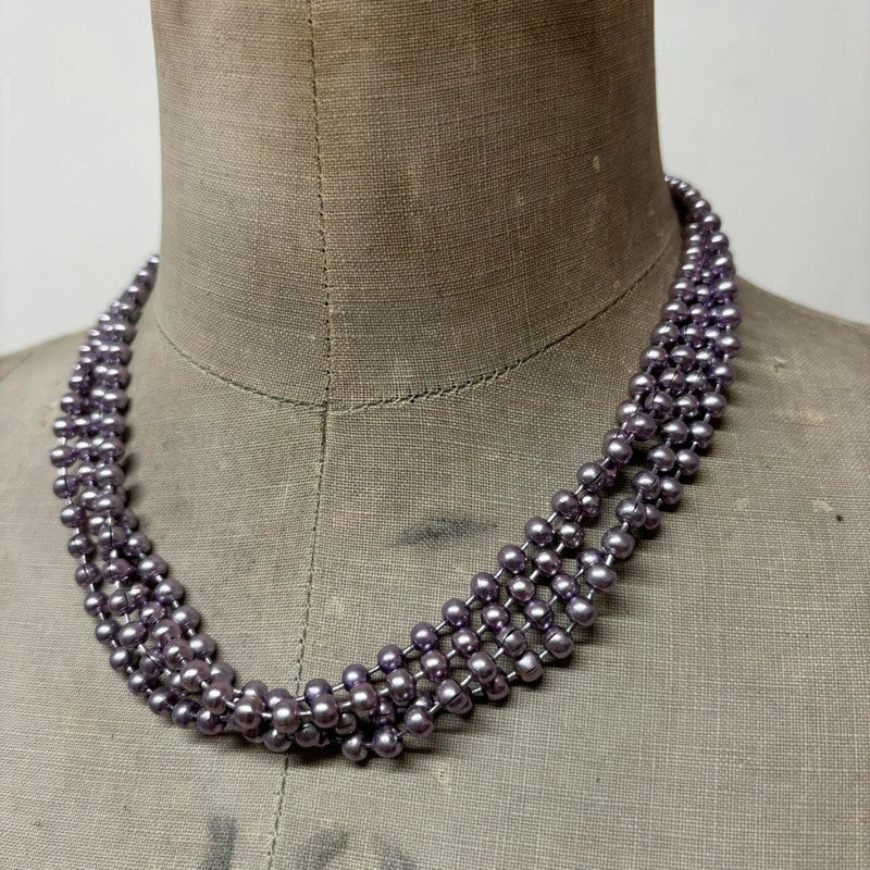 layered pearl metallic necklace