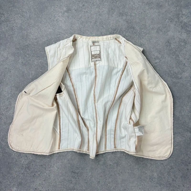 cream pinstripe Marithé + François Girbaud waistcoat vest