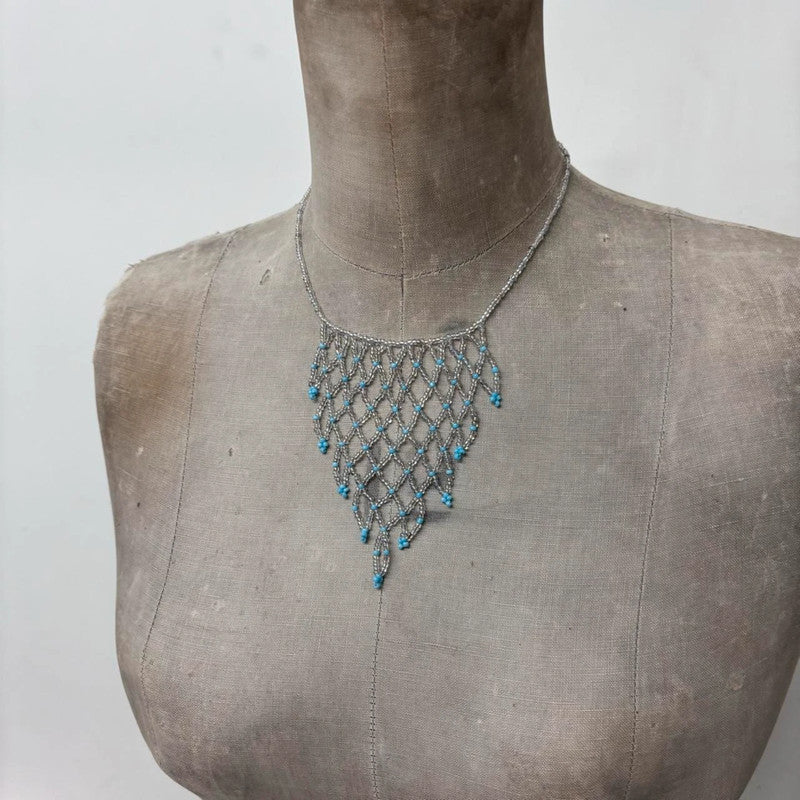 beaded chandiler layered drape necklace