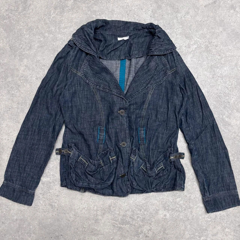 slouchy cargo denim blazer jacket