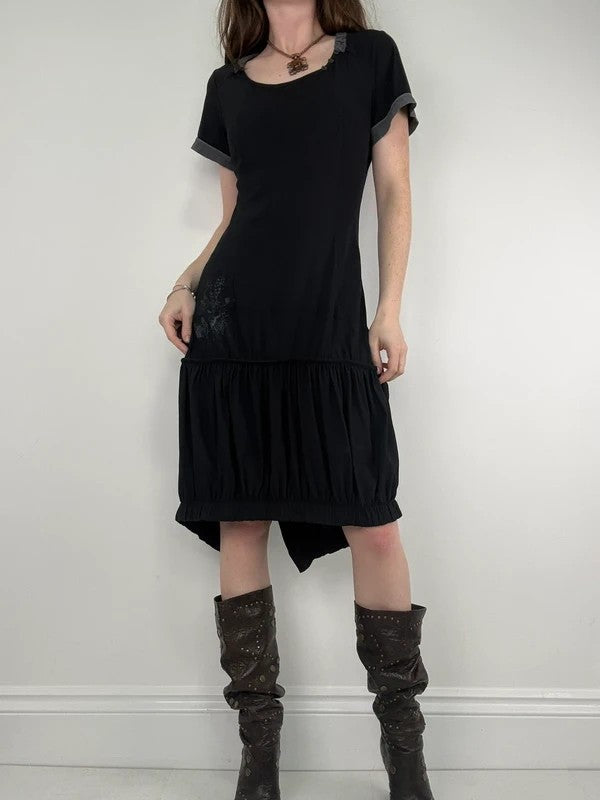 Black jersey slouchy grunge t-shirt dress