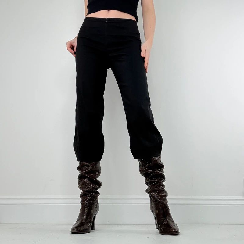 black cotton Cop Copine cropped structured trousers