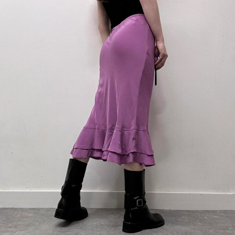 Silk bias cut 90s lace skirt
