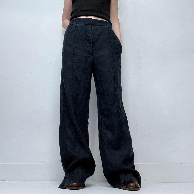 navy linen wide leg COS trousers