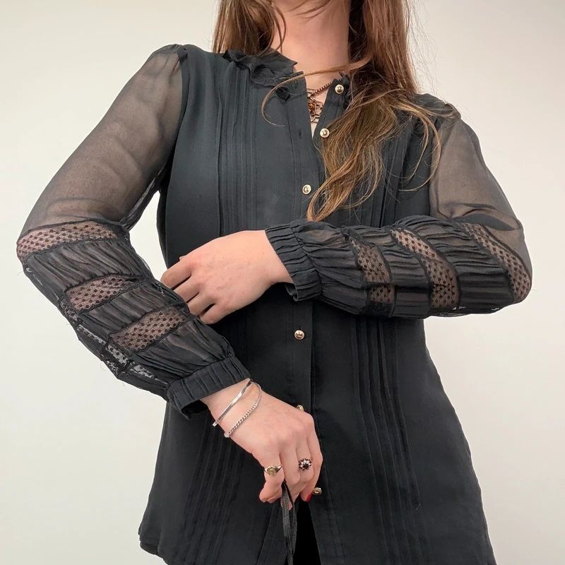 Sheer Lace Silk Gothic Shirt