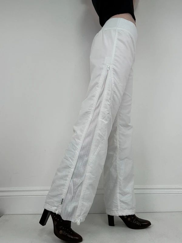 low rise white Reebok tracksuit bottoms