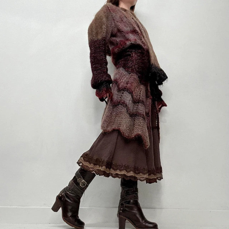 sheer mohair knit long cardigan