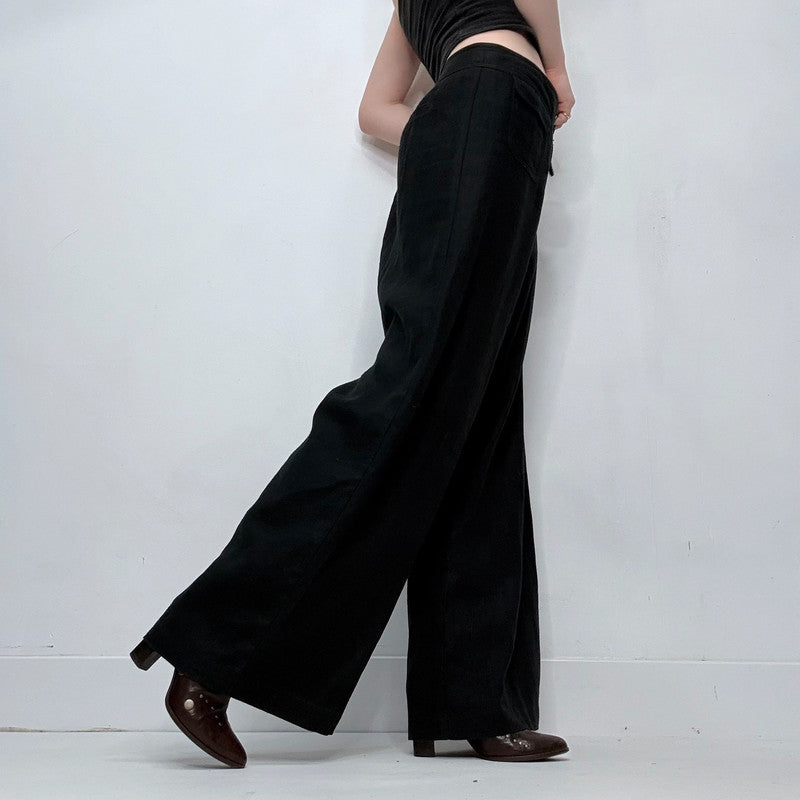 black wide leg  trousers