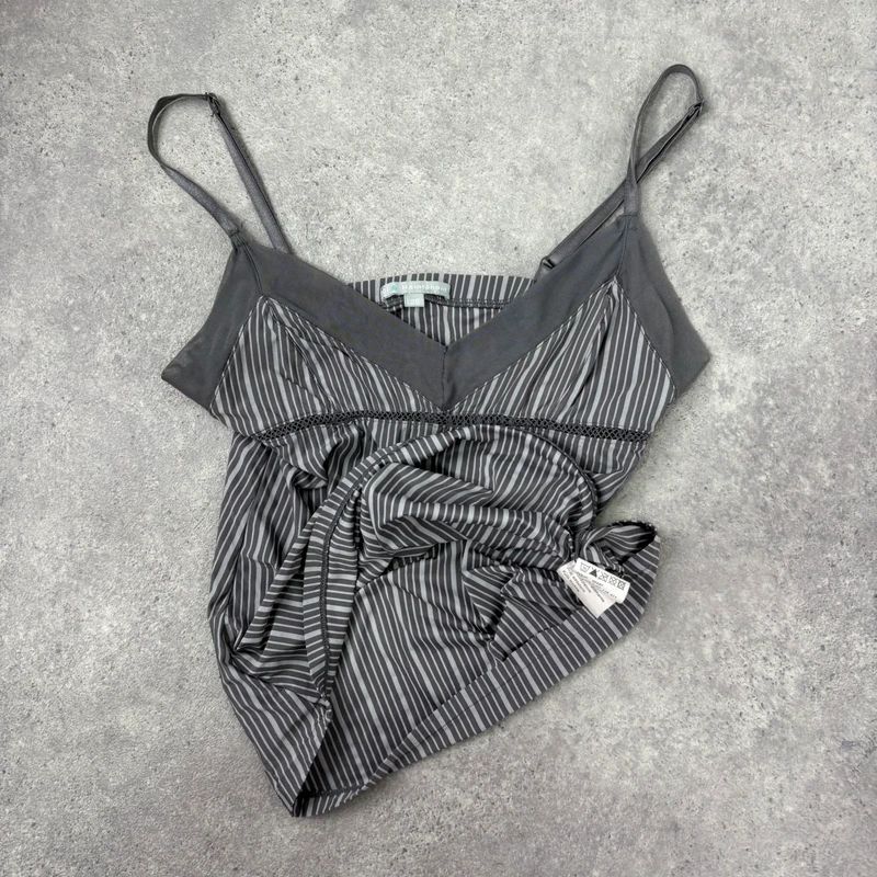 grey pinstripe cami fitted jersey vest top
