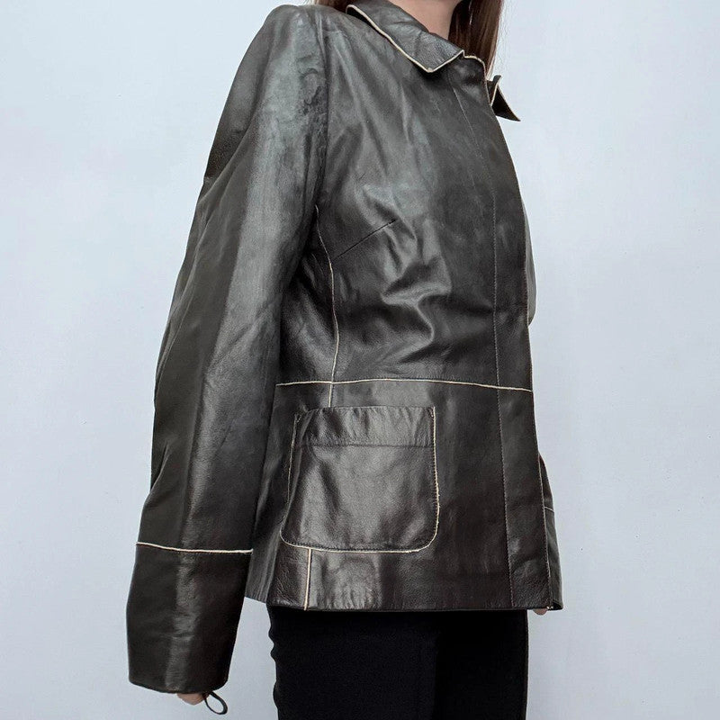 black leather minimalist jacket