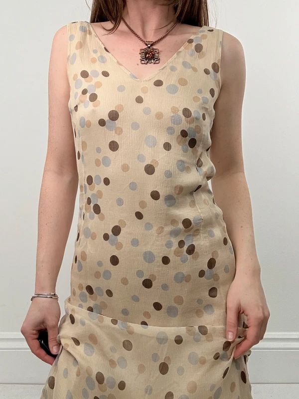 polkadot flared midi dress