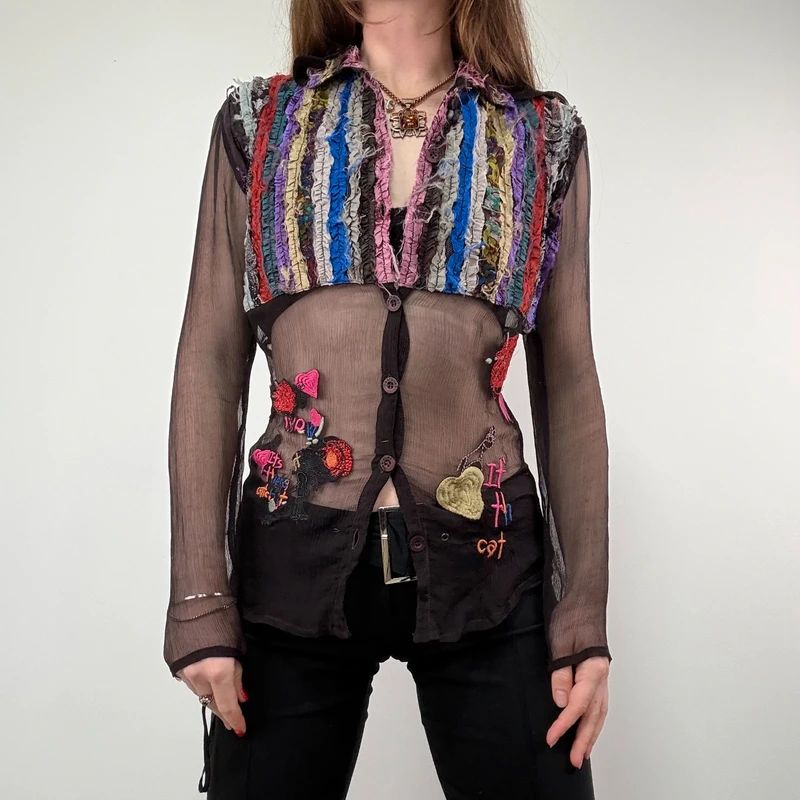Desigual embroidered Sheer Shirt