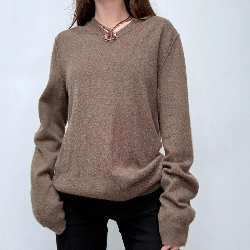 brown soft cashmere oversized jumper