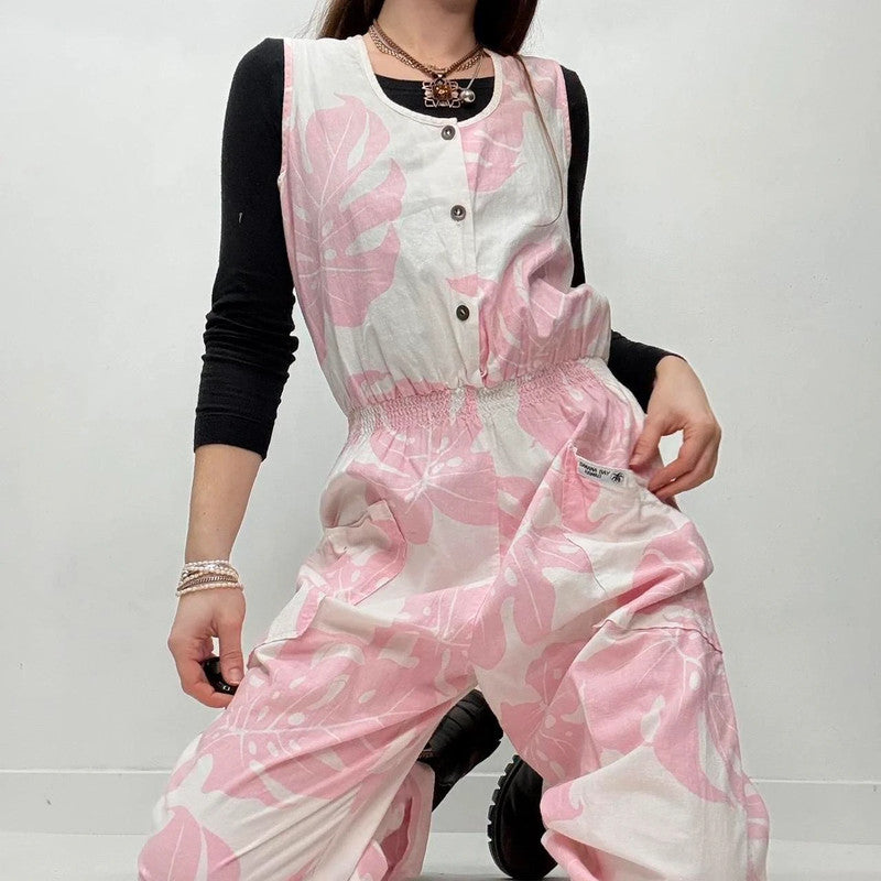 baggy cotton pink overalls
