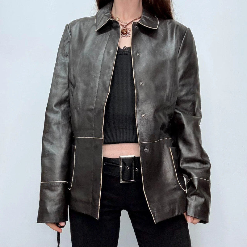 black leather minimalist jacket