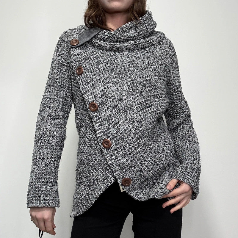 asymmetric slouchy button jumper