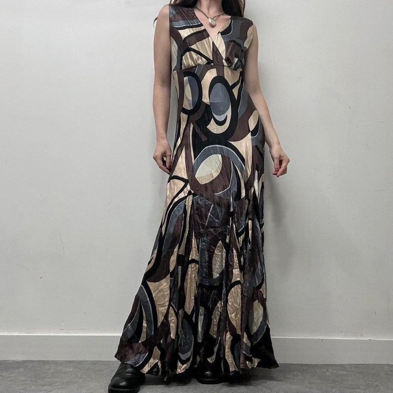 satin crinkle patterned maxi dress