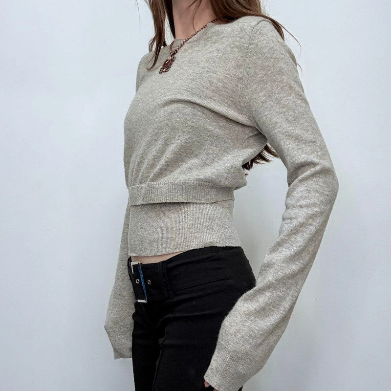 grey cashmere layered jumper