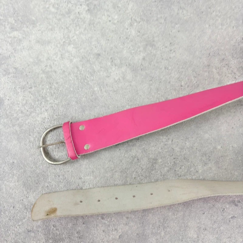 Pink leather chunky thick belt