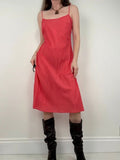 coral cotton flared slip dress