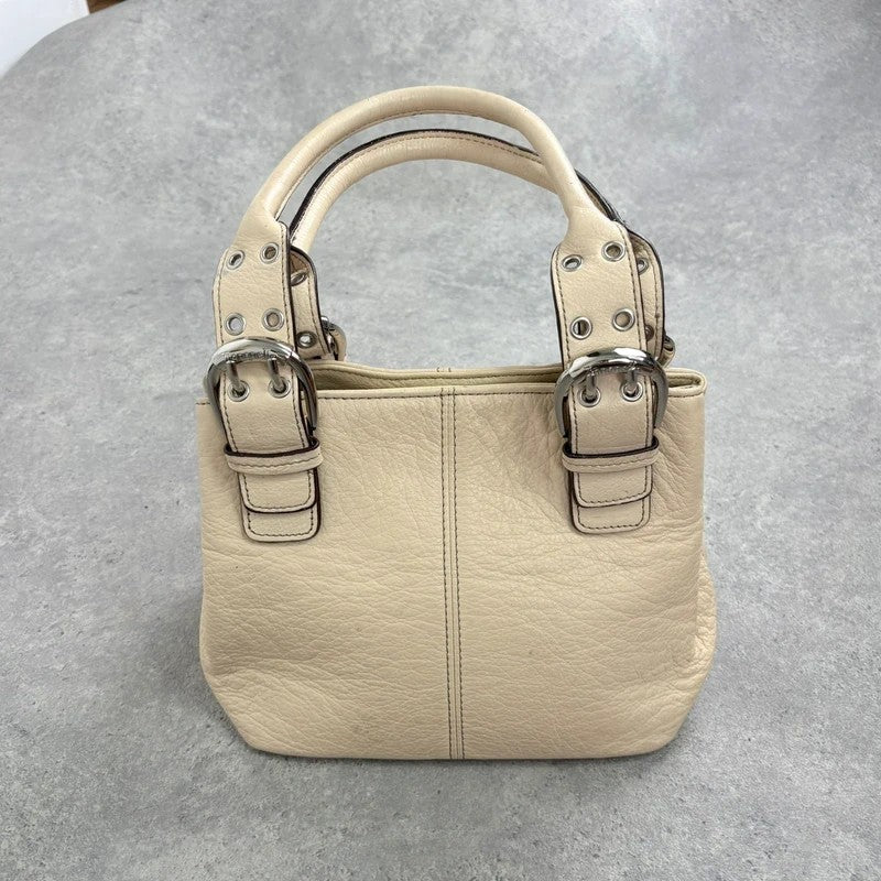 Cream Italian leather Y2K buckle handbag