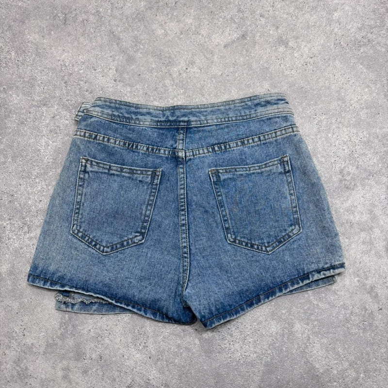 asymmetric denim skort